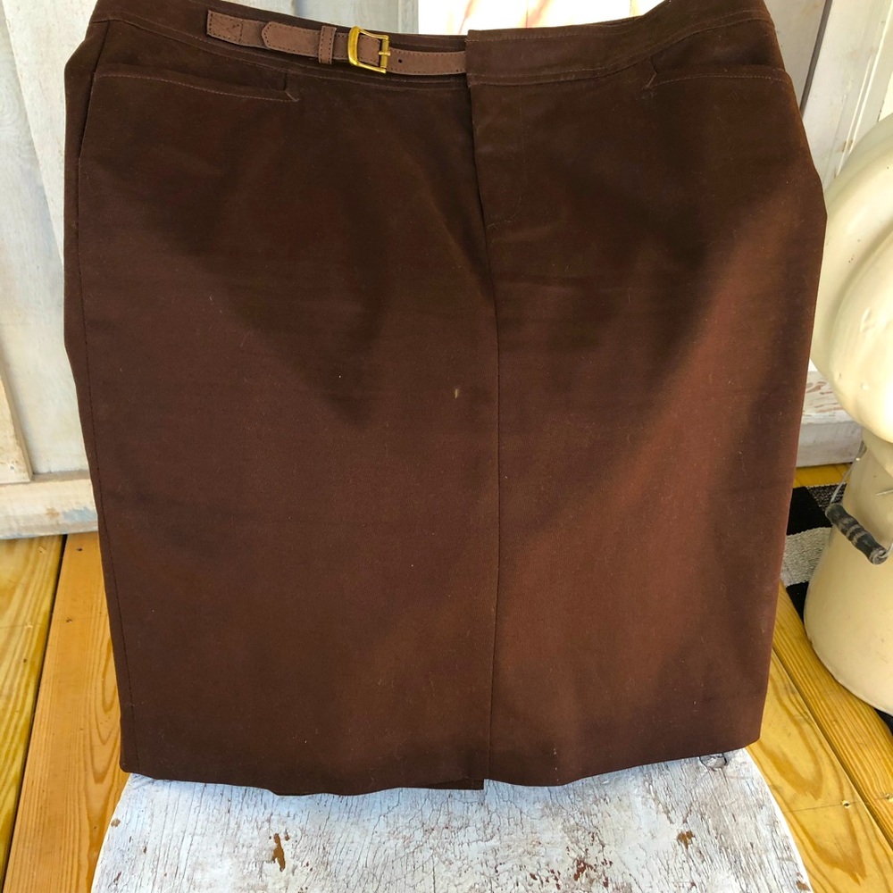 Ralph Lauren Equestrian  Brown Pencil  Skirt